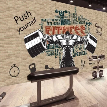 Halter Kaslı Adam Spor 3D duvar kağıdı Spor Salonu Endüstriyel Dekor Özel Duvar Spor Salonu Dekor Kendinden yapışkanlı Duvar Kağıdı