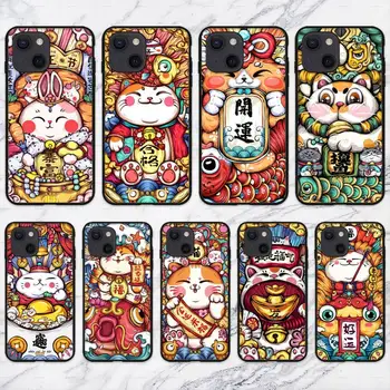 Servet kedi Karikatür Telefon Kılıfı için iPhone 11 12 Mini 13 14 Pro XS Max X 8 7 6s Artı 5 SE XR Kabuk