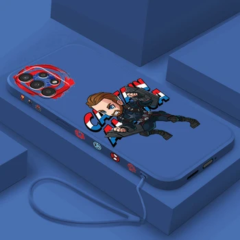 Marvel Süper Kahraman Anime Samsung A91 A81 A71 A51 A41 A31 A21S A11 A05 A04 A03S A02S A01 Sıvı Sol Halat telefon kılıfı