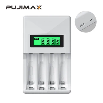 PUJIAMX şarj edilebilir pil şarj cihazı lcd ekran AA / AAA Taşınabilir Adaptör USB kablosu Tip C Piller Arayüzü Hızlı şarj aleti