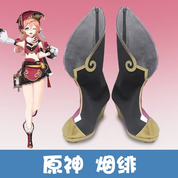 Oyun Genshinimpact Yanfei Cosplay Ayakkabı Cadılar Bayramı Yanfei Yüksek topuk Çizmeler Komik Oyun Cosplay Kostüm Prop Anime Cosplay Ayakkabı