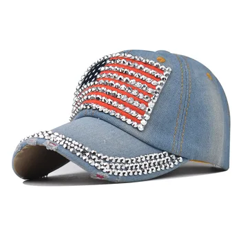 Yeni ABD Bayrağı Şapka Taklidi beyzbol şapkası Moda hip hop şapka kadın beyzbol şapkası s Süper Kaliteli Denim Kumaş Unisex Kemik Şapkalar