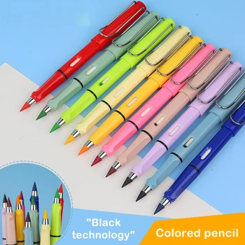 Değiştirilebilir 12 Renk Teknolojisi Kalem Ucu Mürekkep Yok HB Kalem Yazma Aksesuarları Sanat Kroki Kırtasiye Kawaii Okul Kaynağı