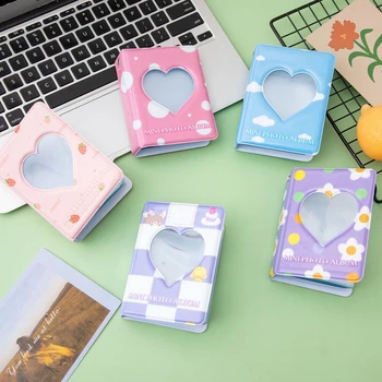3 İnç Taşınabilir Mini Fotoğraf Albümü 40 Cepler Kalp Kelebek İçi Boş kart tutucu Resim saklama kutusu Fotocard Tutucu