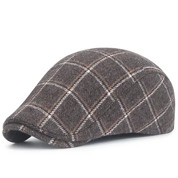 Bereliler Erkekler İçin Kış Şapka İngiltere Vintage Bere Kap Erkek Tüm Maç Newsboy Şapkalar Kadınlar İçin Sıcak Düz Kapaklar Moda Ekose Boina
