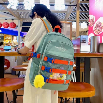 Japon Tiki Tarzı Kawaii Sırt Çantası Okul Çantaları Genç Kızlar İçin Kemerler file çanta Sırt Çantaları Naylon Kitap Çantası Mochilas