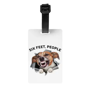 Jack Russell Terrier Altı Ayak Insanlar Bagaj Etiketi Sevimli Köpek Bavul Bagaj Gizlilik Kapak KIMLIK Etiketi