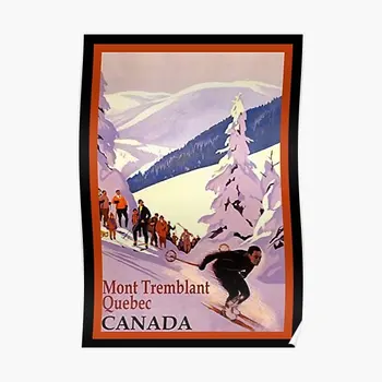 Vintage Kayak Tasarım Mont Tremblant Queb Poster Dekorasyon Odası Sanat Modern Resim Duvar Dekor Vintage Boyama Duvar Hiçbir Çerçeve