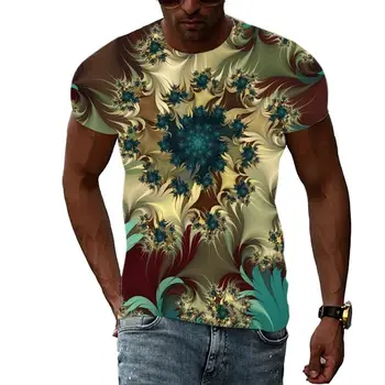 Yaz erkek Moda Sanat Yaratıcı Soyut baskılı tişört Hd 3d Baskı O Yaka Kısa Kollu Gevşek Büyük Boy Nefes Üst