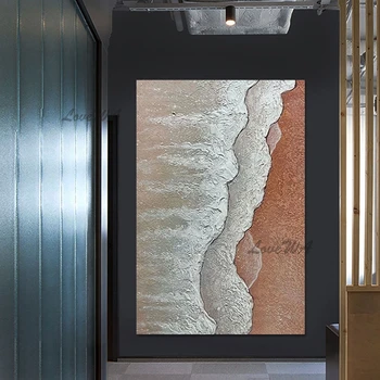 3d Resim Güzel Manzara Çerçevesiz Deniz Dalga Soyut El Boyalı Tuval Modern duvar tablosu Sanat Akrilik Doku Dekor