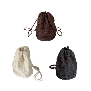 Moda omuz çantaları büzgülü sırt çantası Rahat Naylon Crossbody Çanta Pilili Bulut Tote Halat Çanta ipli çanta