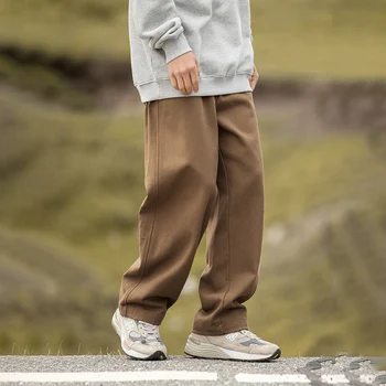 TFETTERS Marka 2024 rahat pantolon Erkekler Sonbahar Kış Orta Rise Düz Bacak Kot Baggy Moda Hareket Streetwear pamuklu erkek pantolonları