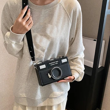 Moda Yaratıcı Tasarım Kamera Küçük Kare Çanta Mini Deri Crossbody Çanta Kadın Çanta ve Çantalar Bayan Telefon omuz çantaları