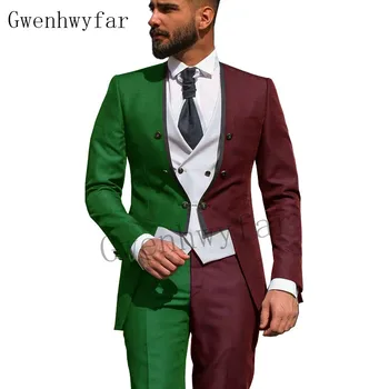 Gwenhwyfar Yeni Kostüm slim fit uzun kollu erkek gömlek Takım Elbise Slim Fit iş elbisesi Damat Smokin Resmi Düğün Takım Elbise Ceket Pantolon Yelek