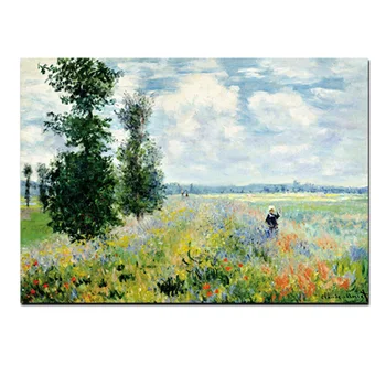 Claude Monet Gelincikler at Argenteui Manzara Yağlıboya Tuval Sanat Duvar Resmi Empresyonist Oturma Odası için Cuadros