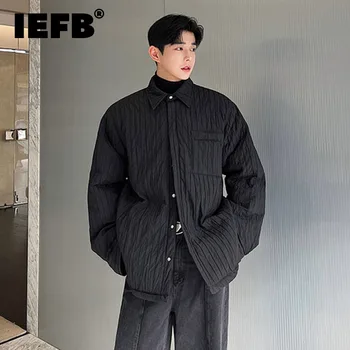 IEFB Kore Tarzı Lüks Pamuk Ceket Trendi erkek Kış Niş Tasarım Çok Yönlü Siluet Pilili Kalınlaşmış kapitone ceket 9C3171
