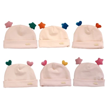 Noel F0T5 için Uygun Hassas Cilde Nazik Yıldız/Kalpli Modaya Uygun Bebek Şapkası