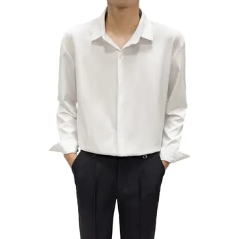 Erkek Uzun kollu Gömlek İlkbahar ve Sonbahar Yeni Kırışıklık Dayanıklı ve Demir İçermeyen İş Rahat Düz Renk Gömlek