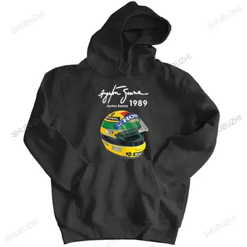 yeni geldi erkekler tişörtü Mens Ayrton Senna Kask 1 Yarış 1989 Erkekler Pamuk hoody Kadın İlkbahar ve Sonbahar Zip-up