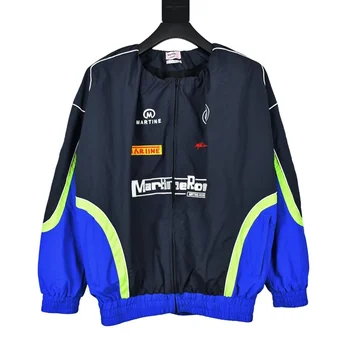 Yeni Boy Martine Gül Fermuar Ceketler Nakış Logosu Erkek Kadın Patchwork Yarış Giyim Rüzgarlık Ceket Ceket