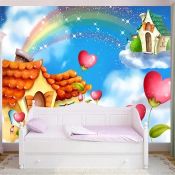 готообои Özel duvar kağıdı 3d sıcak gökkuşağı masal çocuk odası arka plan duvar dekorasyon boyama papel de parede 3D обои