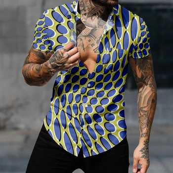 Rahat havai gömleği erkekler İçin Moda Polka Dots Sanat Streetwear Harajuku 3D Baskı Rahat Kısa Kollu Plaj Giysileri