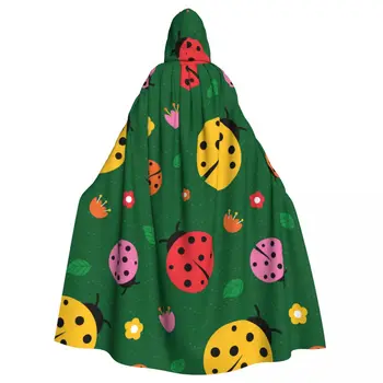 Uğur böceği Desen Kapüşonlu Pelerin Polyester Unisex Cadı Pelerin kostüm aksesuarı