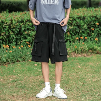 Şort Erkekler Rahat Retro Pantolon Japon Çok Cepler Nefes Streetwear Moda BF Şık Harajuku Gençler Yaz Tasarım