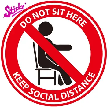 YAPIŞKAN Burada Oturmak Yok Işareti Sosyal Mesafe Çıkartmalar zemin stickerı Sandalye Masa Masa Uyarı Su Geçirmez PVC