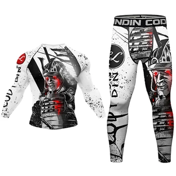 Cody Lundin Spandex Döküntü Bekçi Dövüş Sanatları Giyim Tay Boks T-Shirt Sıkıştırma Tayt Spats Erkekler için Atletik Spor Takım Elbise