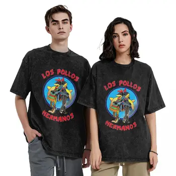 Harajuku Yıkanmış T-Shirt LOS POLLOS Rahat T Shirt Tavuk Kardeşler Moda serin tişört Gömlek Adam Plaj Y2K Komik Tasarım Tees