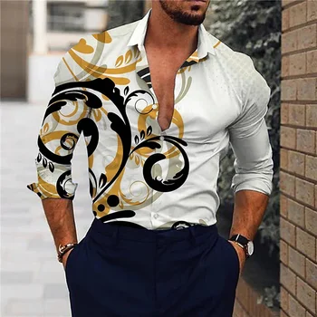 2023 İlkbahar ve Yaz Yeni erkek Casual Gömlek 3D Baskılı Grafik Gömlek Moda Açık Gömlek Büyük Boy Gömlek üst S-6XL