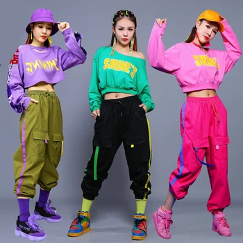 Hip Hop dans kostümü Kadın Sokak Dans Elbise Gece Kulübü Şarkıcı Ds Dansçı Rave Kıyafet Yetişkinler Caz Sahne Giyim DT1046