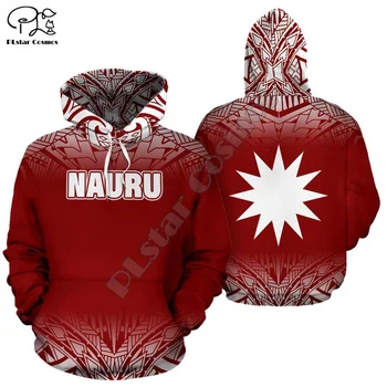 PLstar Cosmos Nauru Mikronezya Ada Ülke Bayrağı Tribal Kültür Retro 3D Baskı Erkekler / Kadın Streetwear Harajuku Sonbahar Hoodies B-6