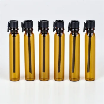10 adet 1ml Boş Mini Amber Cam Küçük Örnek Şişeler Parfüm Şişesi Laboratuvar Sıvı Koku test tüpü Kahverengi Deneme Şişesi