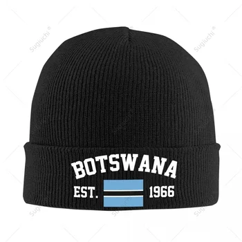 Unisex Botsvana EST.1966 Örme Şapka Erkekler Kadınlar İçin Erkek Kış Sonbahar Bere Kap Sıcak Kaput