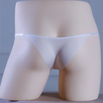 Seksi İç Çamaşırı Erkekler Buz İpek Külot İnce Kayış Tek Parça Yarım Paket Kalça Ultra Düşük Bel Külot Nefes Eşcinsel See Through Thongs
