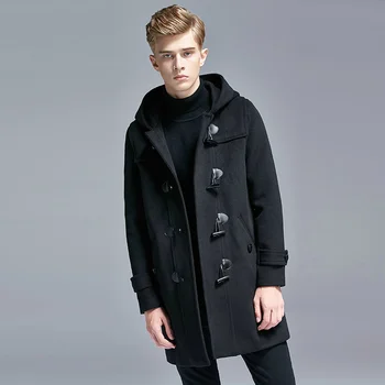 Erkek Kış Kaşmir Yün Palto Kalın en Kapşonlu Ceket Erkekler Moda Orta uzunlukta Trençkot Artı Boyutu 6XL