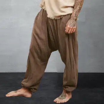 Gevşek Fit Pantolon Yumuşak Nefes Ayak Bileği bantlı erkek Vintage Pantolon Elastik Bel İnce Cep Baggy Tasarım Günlük Konfor için