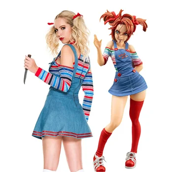 Film çocuk Oyuncağı Cosplay Kostümleri Gelin Tıknaz T-shirt Elbise Suit Cadılar Bayramı Karnaval fantezi parti elbisesi kadın İçin