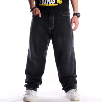 Artı Boyutu 30-46 Şalvar Kot Erkekler için Hip Hop Moda Streetwear Boy Denim Y2k Punk Gevşek Düz Geniş Bacak günlük pantolon