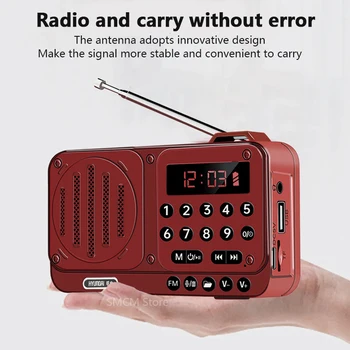 Taşınabilir Çok Fonksiyonlu Radyo Yaşlı İnsanlar için Dinleme Sineması bluetooth hoparlör Caixa De Som Kamp Ağır Bas TF USB