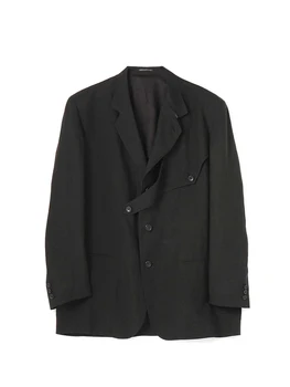 Keten Blazers Unisex Ceketler Yohji Yamamoto Erkekler Homme Büyük Boy Ceket Japonya Tarzı Erkek Giyim Siyah Blazer Tops