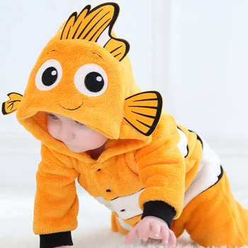 Cosplay Nemo Giysileri Bebek Romper Onesie Bebek Erkek Kız Karikatür bebek tulumu Ropa Bebe Cadılar Bayramı Kış Yumuşak Kıyafet Kostüm