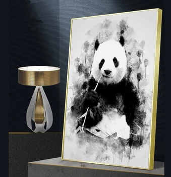 Sevimli Panda Yeme Bambu dekoratif tablolar Tuval Resimleri Posterler Baskılar Duvar Sanatı Resimleri ıçin Oturma oda duvar dekorasyonu Cuadros