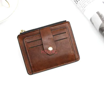 Kadın İnce kartlıklı cüzdan Erkekler Mini Cüzdan Fermuar Kart Para Tutucular Vintage küçük cüzdan Kadın İnce Küçük Çanta bozuk para cüzdanı