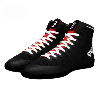 Erkekler güreş ayakkabısı Beyaz Siyah Hafif Erkek Eğitim Sneakers Açık Adam Profesyonel Boks Sneakers bileğe kadar bot
