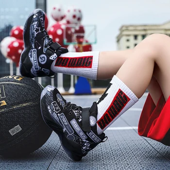 Sonbahar ve kış erkek ve kız basketbol ayakkabıları çocuk yüksek top gelgit ayakkabı ilkokul spor ayakkabı