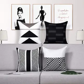Iskandinav geometrik siyah yastık örtüsü 40*40 oturma odası kanepe dekorasyon minder örtüsü 60 * 60 ev dekorasyon özelleştirilebilir