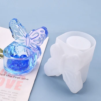 3D Kelebek saklama kutusu silikon kalıp UV Reçine Epoksi Kalıp Sanat Malzemeleri Hediye Kutusu Kavanoz Takı Araçları Reçine Kalıp
